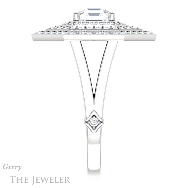 14k White Gold Asscher Cut Forever One Engagement Ring Setting #GTJ1057-asscher-fo-w 3 14k White Gold Asscher Cut Forever One Engagement Ring Setting #GTJ1057-asscher-fo-w