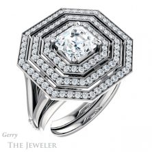 14k White Gold Asscher Cut Forever One Engagement Ring Setting #GTJ1057-asscher-fo-w 6 14k White Gold Asscher Cut Forever One Engagement Ring Setting #GTJ1057-asscher-fo-w