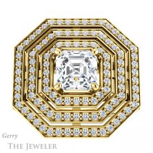 14k Yellow Gold Asscher Cut Forever One Engagement Ring Setting #GTJ1057-asscher-fo-y 1 14k Yellow Gold Asscher Cut Forever One Engagement Ring Setting #GTJ1057-asscher-fo-y