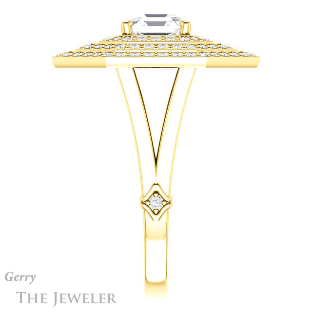 14k Yellow Gold Asscher Cut Forever One Engagement Ring Setting #GTJ1057-asscher-fo-y 3 14k Yellow Gold Asscher Cut Forever One Engagement Ring Setting #GTJ1057-asscher-fo-y