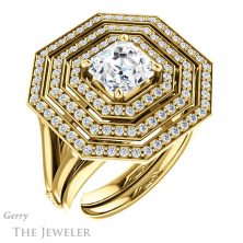 14k Yellow Gold Asscher Cut Forever One Engagement Ring Setting #GTJ1057-asscher-fo-y 6 14k Yellow Gold Asscher Cut Forever One Engagement Ring Setting #GTJ1057-asscher-fo-y
