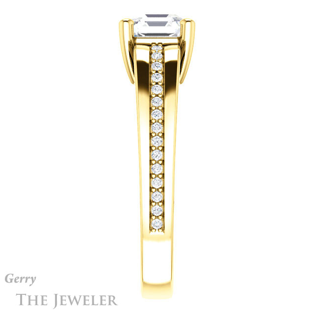 Asscher Cut Forever One Engagement Ring Setting #GTJ1058-asscher-fo-y | Gerry The Jeweler 14k Yellow Gold Asscher Cut Forever One Engagement Ring Setting #GTJ1058-asscher-fo-y