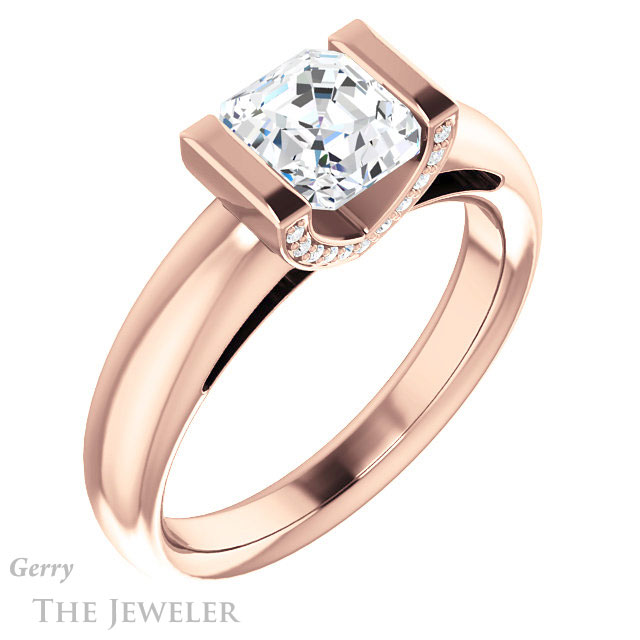 14k Rose Gold Asscher Cut Forever One Engagement Ring Setting #GTJ1059-asscher-fo-r 4 14k Rose Gold Asscher Cut Forever One Engagement Ring Setting #GTJ1059-asscher-fo-r