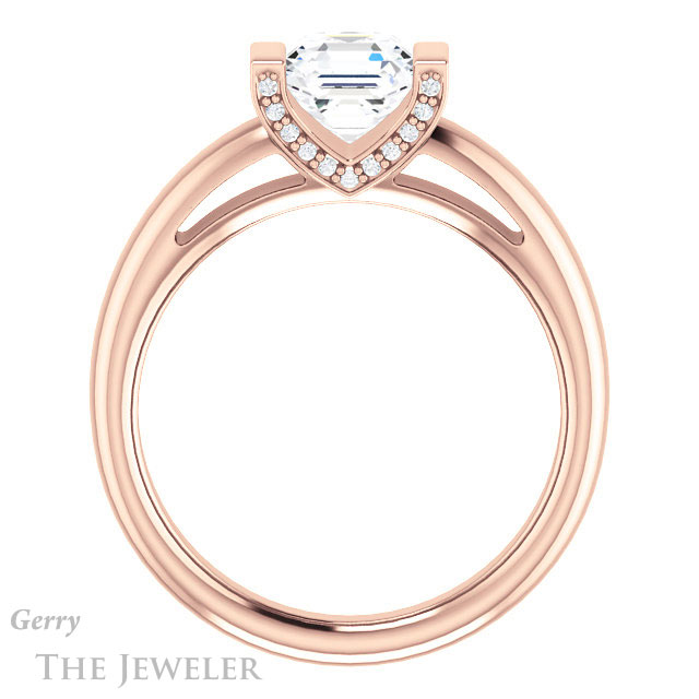14k Rose Gold Asscher Cut Forever One Engagement Ring Setting #GTJ1059-asscher-fo-r