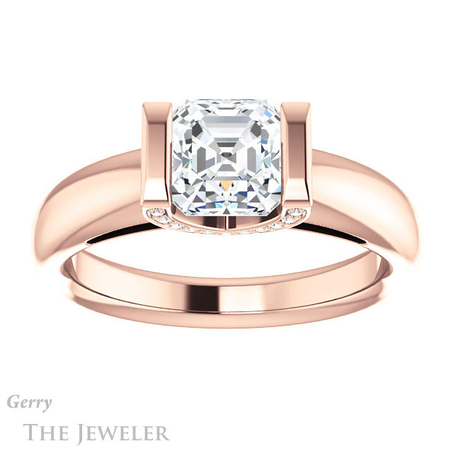 14k Rose Gold Asscher Cut Forever One Engagement Ring Setting #GTJ1059-asscher-fo-r