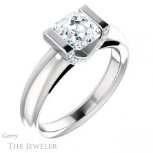 14k White Gold Asscher Cut Forever One Engagement Ring Setting #GTJ1059-asscher-fo-w