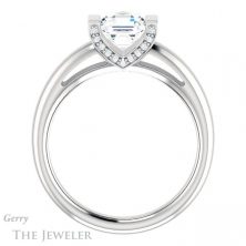 14k White Gold Asscher Cut Forever One Engagement Ring Setting #GTJ1059-asscher-fo-w