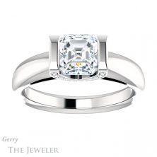 14k White Gold Asscher Cut Forever One Engagement Ring Setting #GTJ1059-asscher-fo-w