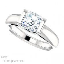 14k White Gold Asscher Cut Forever One Engagement Ring Setting #GTJ1059-asscher-fo-w