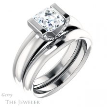 14k White Gold Asscher Cut Forever One Engagement Ring Setting #GTJ1059-asscher-fo-w