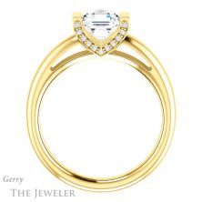 14k Yellow Gold Asscher Cut Forever One Engagement Ring Setting #GTJ1059-asscher-fo-y