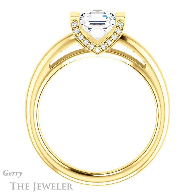 14k Yellow Gold Asscher Cut Forever One Engagement Ring Setting #GTJ1059-asscher-fo-y