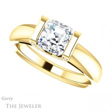 14k Yellow Gold Asscher Cut Forever One Engagement Ring Setting #GTJ1059-asscher-fo-y