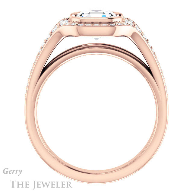 14k Rose Gold Asscher Cut Forever One Engagement Ring Setting #GTJ1060-asscher-fo-r