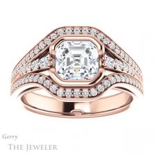 14k Rose Gold Asscher Cut Forever One Engagement Ring Setting #GTJ1060-asscher-fo-r 1 14k Rose Gold Asscher Cut Forever One Engagement Ring Setting #GTJ1060-asscher-fo-r