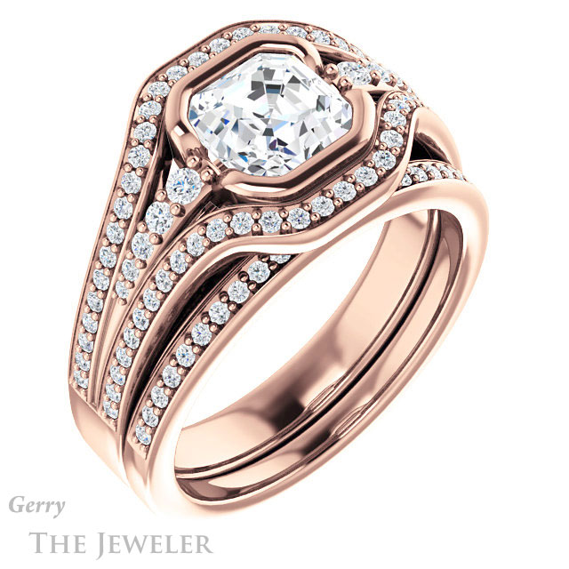 14k Rose Gold Asscher Cut Forever One Engagement Ring Setting #GTJ1060-asscher-fo-r 6 14k Rose Gold Asscher Cut Forever One Engagement Ring Setting #GTJ1060-asscher-fo-r