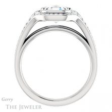 14k White Gold Asscher Cut Forever One Engagement Ring Setting #GTJ1060-asscher-fo-w