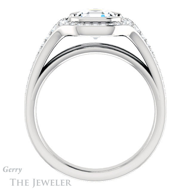 14k White Gold Asscher Cut Forever One Engagement Ring Setting #GTJ1060-asscher-fo-w