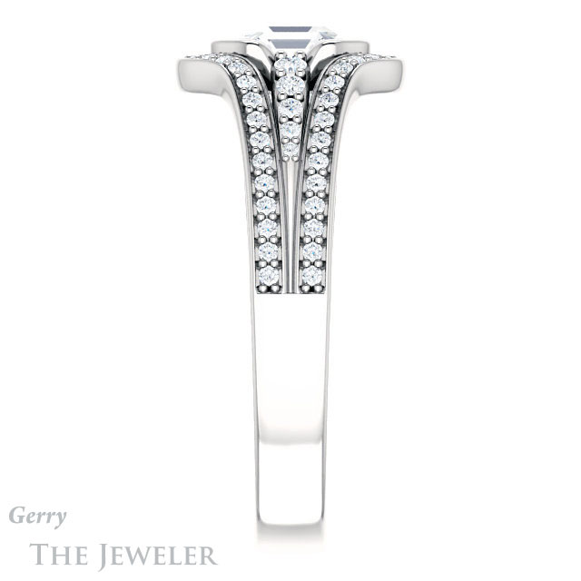 14k White Gold Asscher Cut Forever One Engagement Ring Setting #GTJ1060-asscher-fo-w