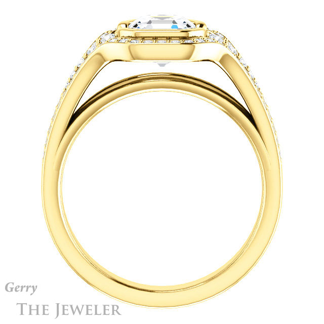 14k Yellow Gold Asscher Cut Forever One Engagement Ring Setting #GTJ1060-asscher-fo-y
