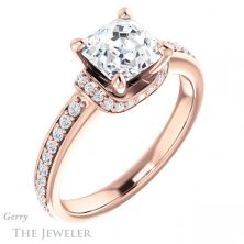 14k Rose Gold Asscher Cut Forever One Engagement Ring Setting #GTJ1061-asscher-fo-r