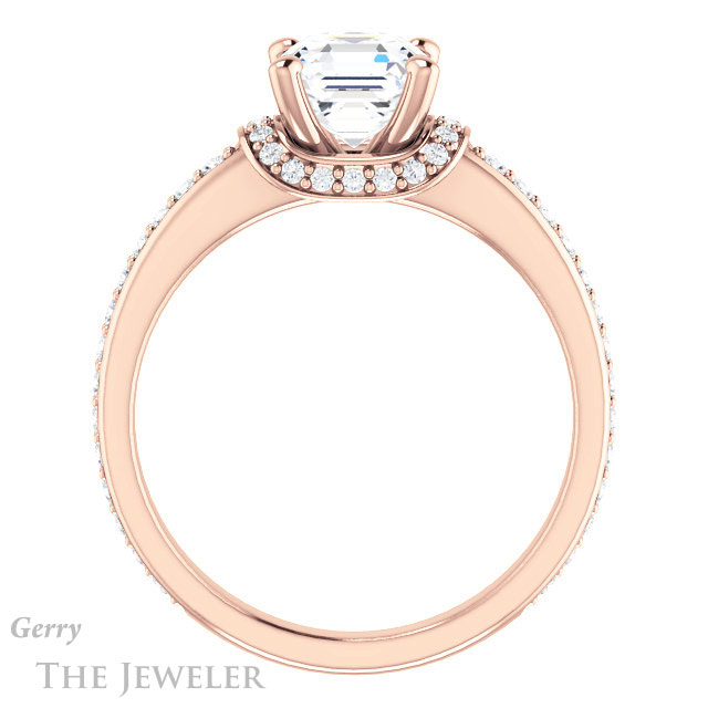 14k Rose Gold Asscher Cut Forever One Engagement Ring Setting #GTJ1061-asscher-fo-r