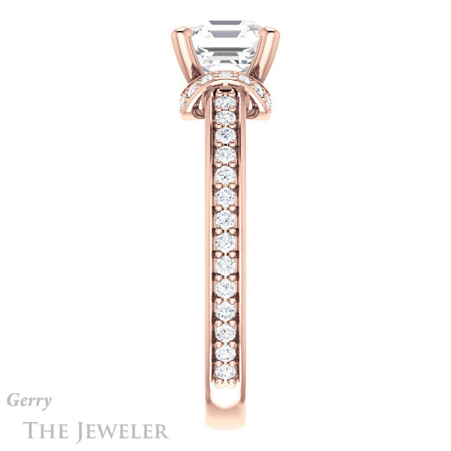 14k Rose Gold Asscher Cut Forever One Engagement Ring Setting #GTJ1061-asscher-fo-r