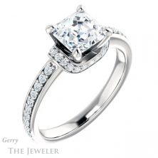 14k White Gold Asscher Cut Forever One Engagement Ring Setting #GTJ1061-asscher-fo-w 4 14k White Gold Asscher Cut Forever One Engagement Ring Setting #GTJ1061-asscher-fo-w