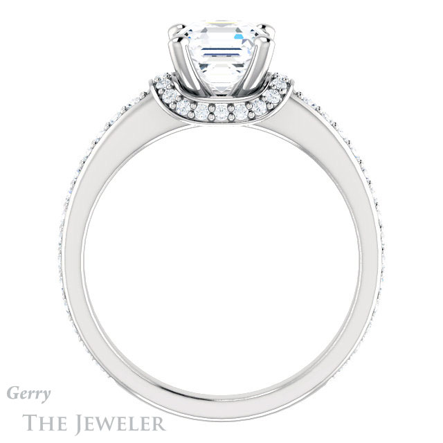 14k White Gold Asscher Cut Forever One Engagement Ring Setting #GTJ1061-asscher-fo-w 2 14k White Gold Asscher Cut Forever One Engagement Ring Setting #GTJ1061-asscher-fo-w