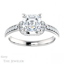 14k White Gold Asscher Cut Forever One Engagement Ring Setting #GTJ1061-asscher-fo-w 1 14k White Gold Asscher Cut Forever One Engagement Ring Setting #GTJ1061-asscher-fo-w