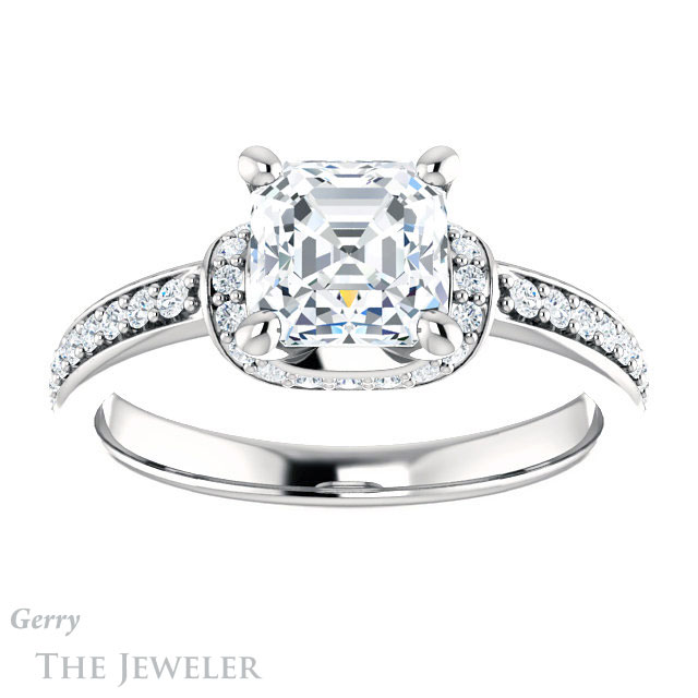 14k White Gold Asscher Cut Forever One Engagement Ring Setting #GTJ1061-asscher-fo-w 1 14k White Gold Asscher Cut Forever One Engagement Ring Setting #GTJ1061-asscher-fo-w