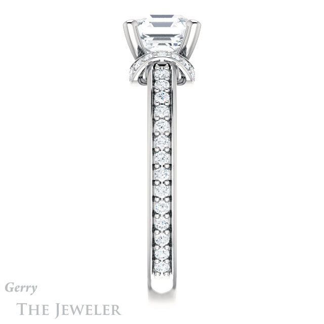 14k White Gold Asscher Cut Forever One Engagement Ring Setting #GTJ1061-asscher-fo-w 3 14k White Gold Asscher Cut Forever One Engagement Ring Setting #GTJ1061-asscher-fo-w