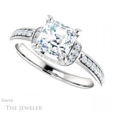 14k White Gold Asscher Cut Forever One Engagement Ring Setting #GTJ1061-asscher-fo-w 5 14k White Gold Asscher Cut Forever One Engagement Ring Setting #GTJ1061-asscher-fo-w