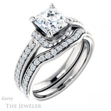14k White Gold Asscher Cut Forever One Engagement Ring Setting #GTJ1061-asscher-fo-w 6 14k White Gold Asscher Cut Forever One Engagement Ring Setting #GTJ1061-asscher-fo-w