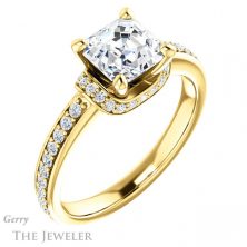 14k Yellow Gold Asscher Cut Forever One Engagement Ring Setting #GTJ1061-asscher-fo-y 4 14k Yellow Gold Asscher Cut Forever One Engagement Ring Setting #GTJ1061-asscher-fo-y