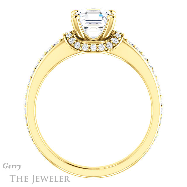 14k Yellow Gold Asscher Cut Forever One Engagement Ring Setting #GTJ1061-asscher-fo-y 2 14k Yellow Gold Asscher Cut Forever One Engagement Ring Setting #GTJ1061-asscher-fo-y