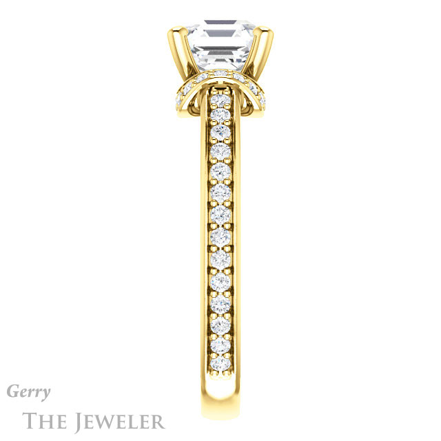 14k Yellow Gold Asscher Cut Forever One Engagement Ring Setting #GTJ1061-asscher-fo-y 3 14k Yellow Gold Asscher Cut Forever One Engagement Ring Setting #GTJ1061-asscher-fo-y