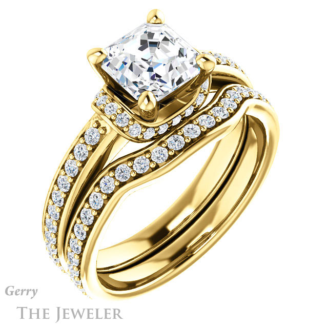 14k Yellow Gold Asscher Cut Forever One Engagement Ring Setting #GTJ1061-asscher-fo-y 6 14k Yellow Gold Asscher Cut Forever One Engagement Ring Setting #GTJ1061-asscher-fo-y