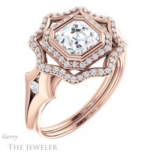 14k Rose Gold Asscher Cut Forever One Engagement Ring Setting #GTJ1062-asscher-fo-r 4 14k Rose Gold Asscher Cut Forever One Engagement Ring Setting #GTJ1062-asscher-fo-r