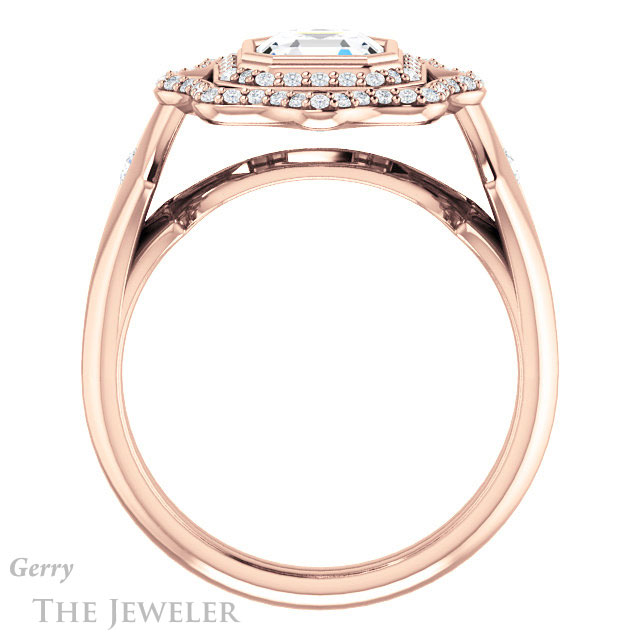 14k Rose Gold Asscher Cut Forever One Engagement Ring Setting #GTJ1062-asscher-fo-r
