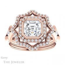 14k Rose Gold Asscher Cut Forever One Engagement Ring Setting #GTJ1062-asscher-fo-r 1 14k Rose Gold Asscher Cut Forever One Engagement Ring Setting #GTJ1062-asscher-fo-r