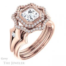 14k Rose Gold Asscher Cut Forever One Engagement Ring Setting #GTJ1062-asscher-fo-r 6 14k Rose Gold Asscher Cut Forever One Engagement Ring Setting #GTJ1062-asscher-fo-r