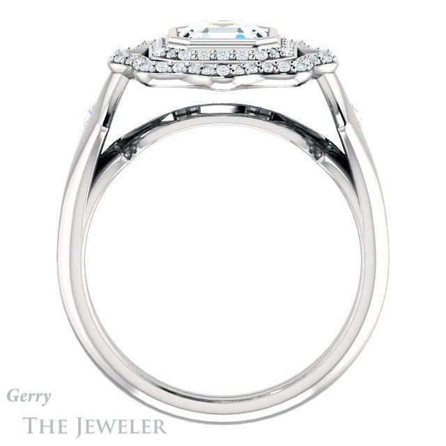 14k White Gold Asscher Cut Forever One Engagement Ring Setting #GTJ1062-asscher-fo-w