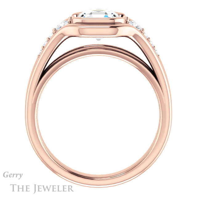 14k Rose Gold Asscher Cut Forever One Engagement Ring Setting #GTJ1063-asscher-fo-r