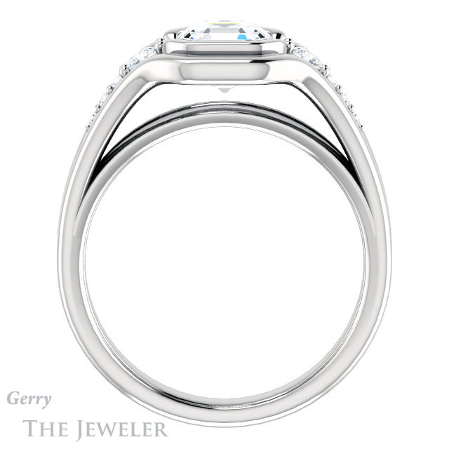 14k White Gold Asscher Cut Forever One Engagement Ring Setting #GTJ1063-asscher-fo-w 2 14k White Gold Asscher Cut Forever One Engagement Ring Setting #GTJ1063-asscher-fo-w