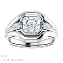 14k White Gold Asscher Cut Forever One Engagement Ring Setting #GTJ1063-asscher-fo-w 1 14k White Gold Asscher Cut Forever One Engagement Ring Setting #GTJ1063-asscher-fo-w