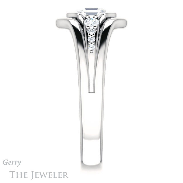 14k White Gold Asscher Cut Forever One Engagement Ring Setting #GTJ1063-asscher-fo-w 3 14k White Gold Asscher Cut Forever One Engagement Ring Setting #GTJ1063-asscher-fo-w