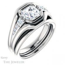 14k White Gold Asscher Cut Forever One Engagement Ring Setting #GTJ1063-asscher-fo-w 6 14k White Gold Asscher Cut Forever One Engagement Ring Setting #GTJ1063-asscher-fo-w