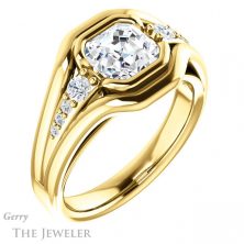14k Yellow Gold Asscher Cut Forever One Engagement Ring Setting #GTJ1063-asscher-fo-y