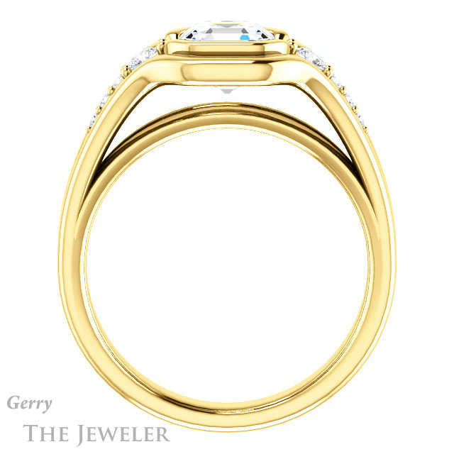 14k Yellow Gold Asscher Cut Forever One Engagement Ring Setting #GTJ1063-asscher-fo-y